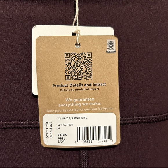 Patagonia Women's Maipo 7/8 Stash Tights Obsidian Plum Size XS NWT - Picture 3 of 5